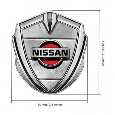 Nissan Emblem Badge Silver Stone Slab Elements Grey Red Edition