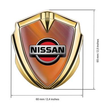 Nissan Bodyside Domed Emblem Gold Orange Gradient Red Logo