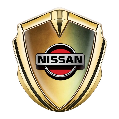 Nissan Emblem Car Badge Gold Bronze Gradient Red Logo Edition