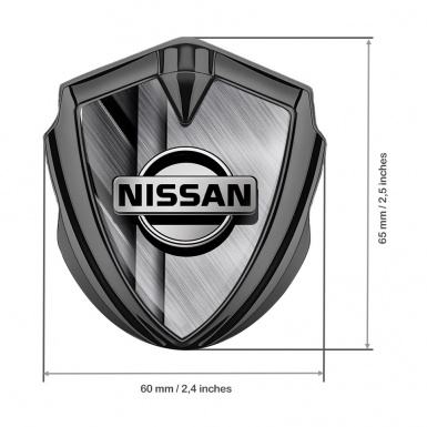 Nissan Emblem Badge Graphite Brushed Metal Texture Grey Logo Edition