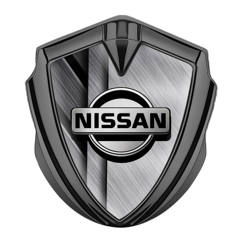 Nissan Emblem Badge Graphite Brushed Metal Texture Grey Logo Edition