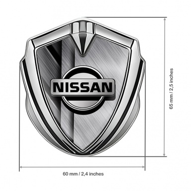 Nissan Emblem Badge Silver Brushed Metal Texture Grey Logo Edition