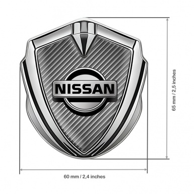 Nissan Emblem Fender Badge Silver Light Carbon Classic Logo Design