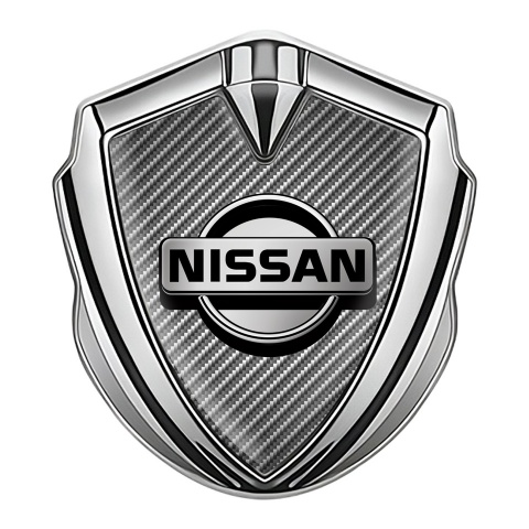 Nissan Emblem Fender Badge Silver Light Carbon Classic Logo Design