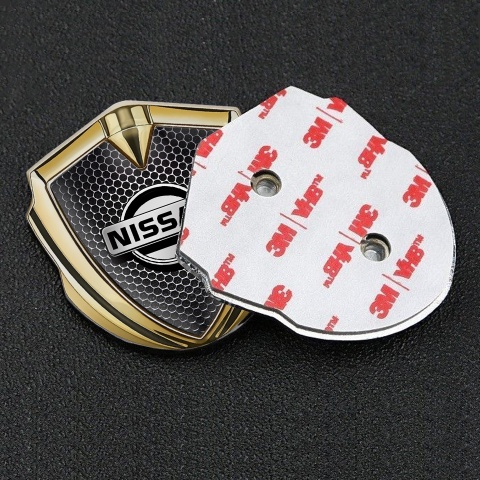 Nissan Metal Emblem Self Adhesive Gold Dark Mesh Metallic Edition
