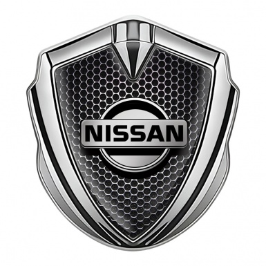 Nissan Metal Emblem Self Adhesive Silver Dark Mesh Metallic Edition