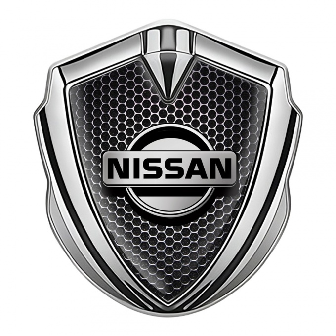 Nissan Metal Emblem Self Adhesive Silver Dark Mesh Metallic Edition