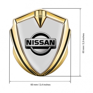 Nissan Fender Emblem Badge Gold Grey Background Metallic Logo