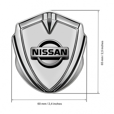 Nissan Fender Emblem Badge Silver Grey Background Metallic Logo