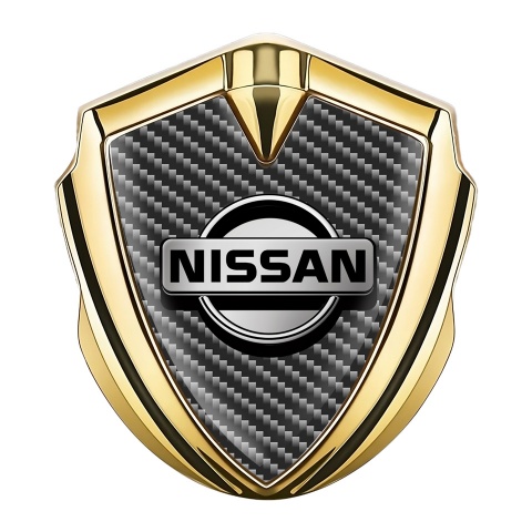 Nissan Emblem Trunk Badge Gold Dark Carbon Metallic Logo Design
