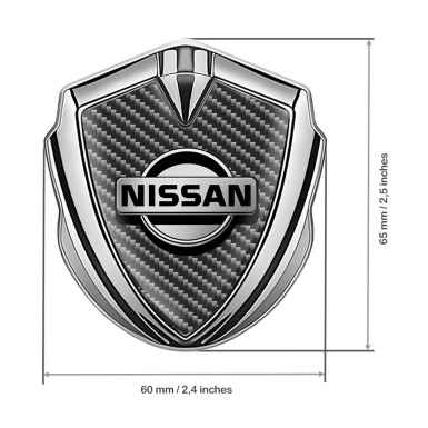 Nissan Emblem Trunk Badge Silver Dark Carbon Metallic Logo Design