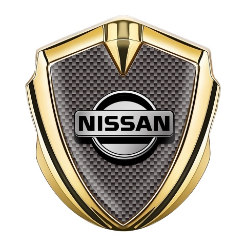 Nissan Emblem Self Adhesive Gold Grey Carbon Metallic Logo Motif