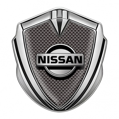 Nissan Emblem Self Adhesive Silver Grey Carbon Metallic Logo Motif