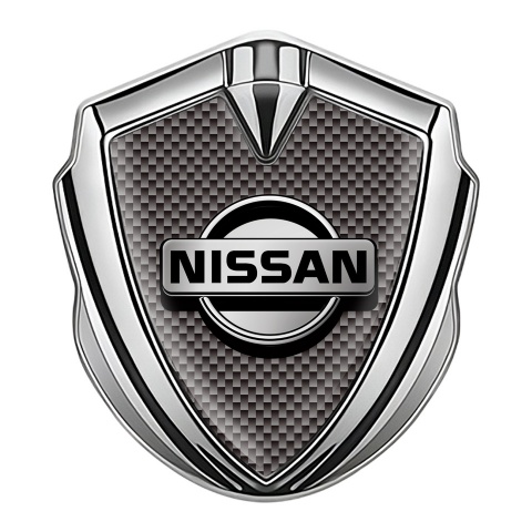 Nissan Emblem Self Adhesive Silver Grey Carbon Metallic Logo Motif