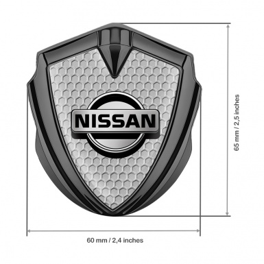 Nissan Emblem Badge Graphite Grey Honeycomb Motif Metallic Logo