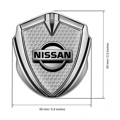 Nissan Emblem Badge Silver Grey Honeycomb Motif Metallic Logo