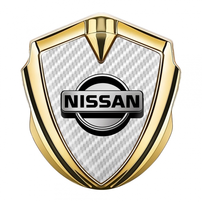 Nissan Domed Emblem Gold White Carbon Metallic Design