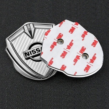 Nissan Domed Emblem Silver White Carbon Metallic Design