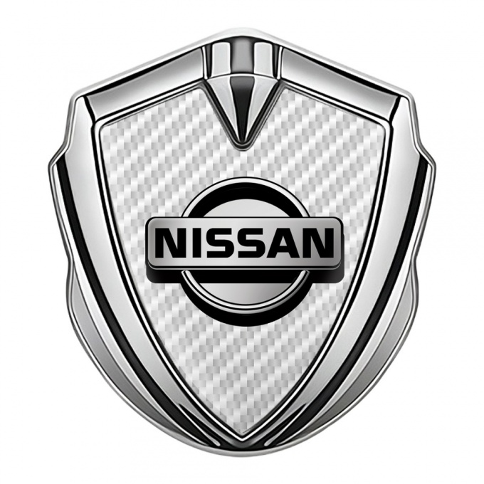 Nissan Domed Emblem Silver White Carbon Metallic Design