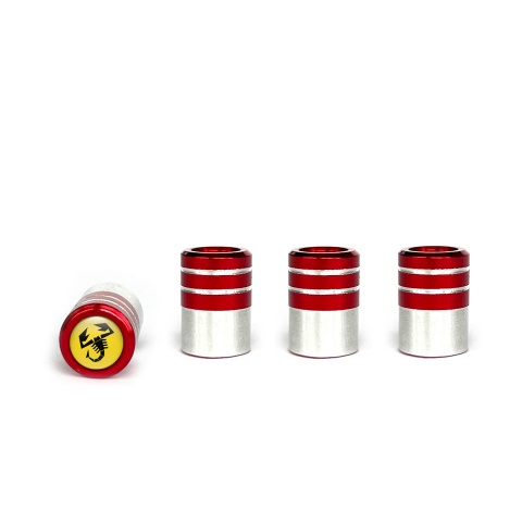 Fiat Abarth Valve Caps Red 4 pcs Yellow Silicone Sticker with Black Logo