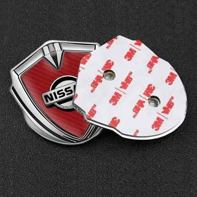 Nissan Emblem Ornament Silver Red Carbon Grey Logo Edition