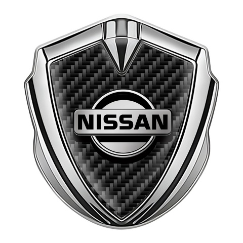 Nissan Bodyside Domed Emblem Silver Black Carbon Metallic Logo