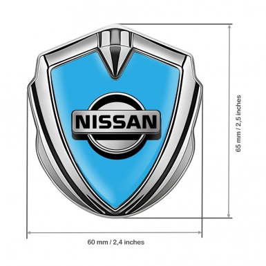 Nissan Emblem Car Badge Silver Glacial Blue Metallic Edition