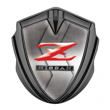 Nissan Metal 3D Domed Emblem Graphite Metallic Surface Z Series Red Logo