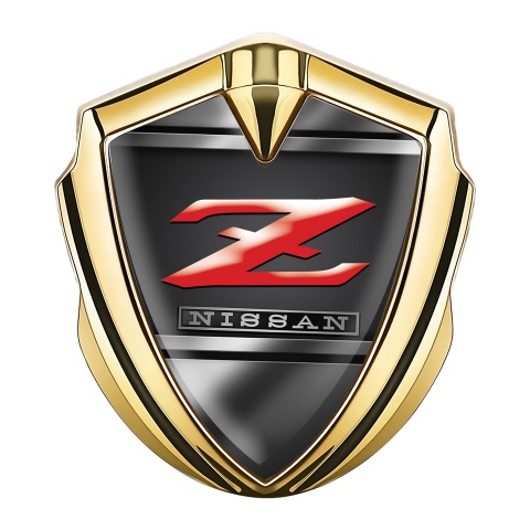 Nissan Fender Emblem Badge Gold Black Metal Frames Z Logo