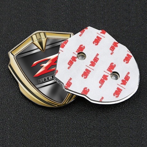 Nissan Fender Emblem Badge Gold Black Metal Frames Z Logo