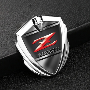 Nissan Fender Emblem Badge Silver Black Metal Frames Z Logo