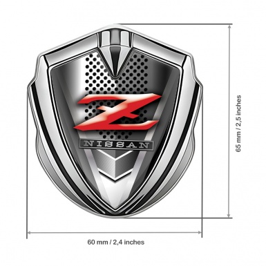 Nissan Emblem Self Adhesive Silver Metal Grille Red Z Edition Logo