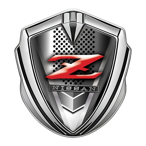 Nissan Emblem Self Adhesive Silver Metal Grille Red Z Edition Logo