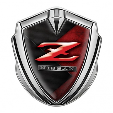 Nissan Emblem Badge Silver Dark Red Panels Z Model Logo Design