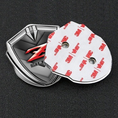 Nissan Bodyside Domed Emblem Silver Arrow Style Red Logo Design