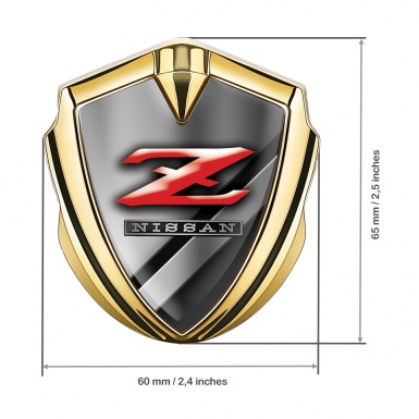 Nissan Emblem Car Badge Gold Polished Metal Red Z Edition