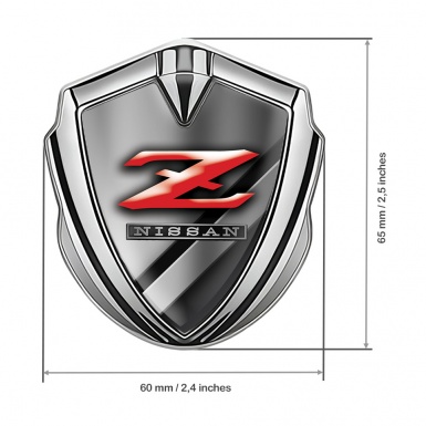 Nissan Emblem Car Badge Silver Polished Metal Red Z Edition