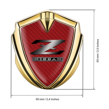 Nissan Domed Badge Gold Red Carbon Z Logo Variant