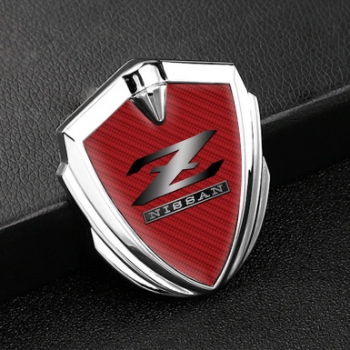 Nissan Domed Badge Silver Red Carbon Z Logo Variant