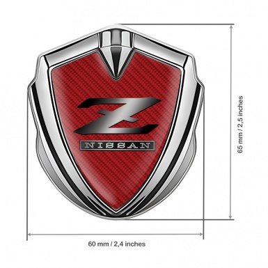 Nissan Domed Badge Silver Red Carbon Z Logo Variant