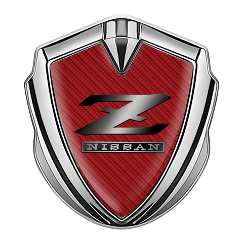 Nissan Domed Badge Silver Red Carbon Z Logo Variant