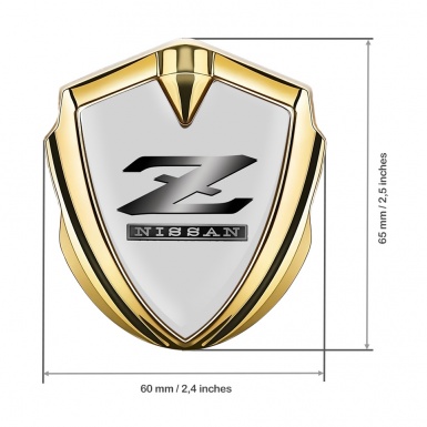 Nissan Metal 3D Domed Emblem Gold Grey Base Gradient Z Logo