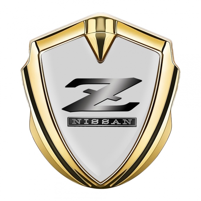 Nissan Metal 3D Domed Emblem Gold Grey Base Gradient Z Logo