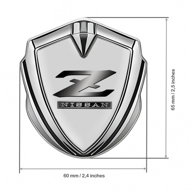 Nissan Metal 3D Domed Emblem Silver Grey Base Gradient Z Logo