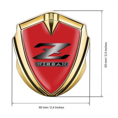 Nissan Metal Emblem Self Adhesive Gold Crimson Base Grey Logo