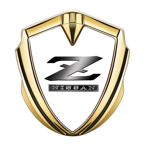 Nissan Fender Emblem Badge Gold White Background Grey Z Logo