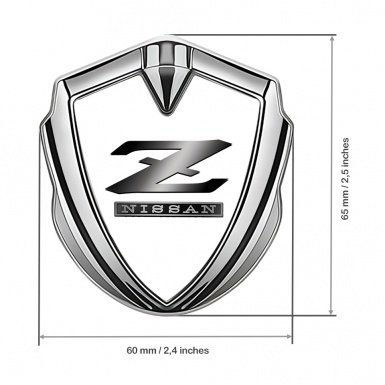 Nissan Fender Emblem Badge Silver White Background Grey Z Logo