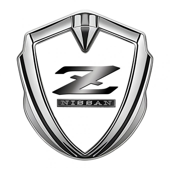 Nissan Fender Emblem Badge Silver White Background Grey Z Logo