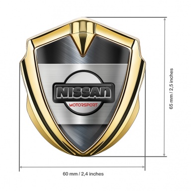 Nissan Emblem Trunk Badge Gold Bluish Metal Base Motorsport Logo