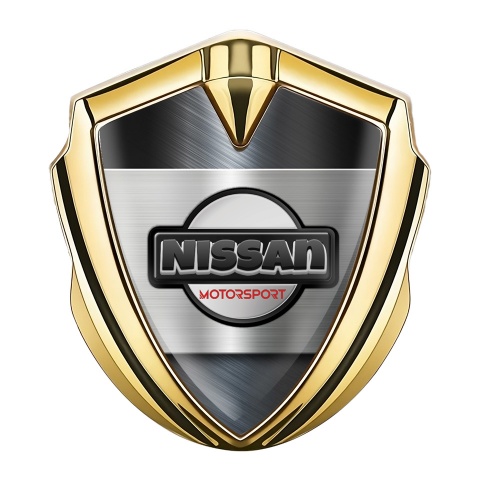Nissan Emblem Trunk Badge Gold Bluish Metal Base Motorsport Logo